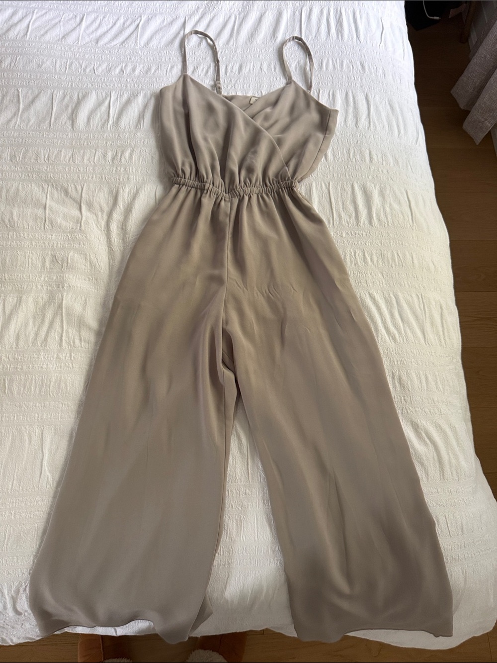 Wilfred Taupe Spaghetti-Strap Wide-Leg Jumpsuit